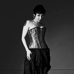 Reversible silver/black brocade Corset size 24" for 26"-28" waist